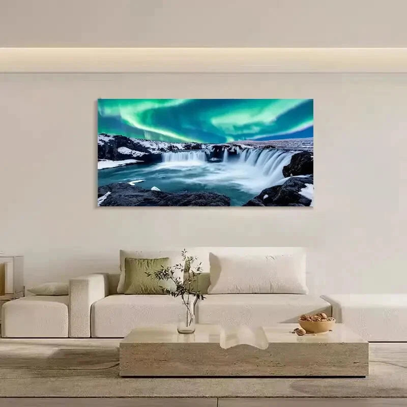 Icelandic Grand River wall canvas office home room framed 120x60cm