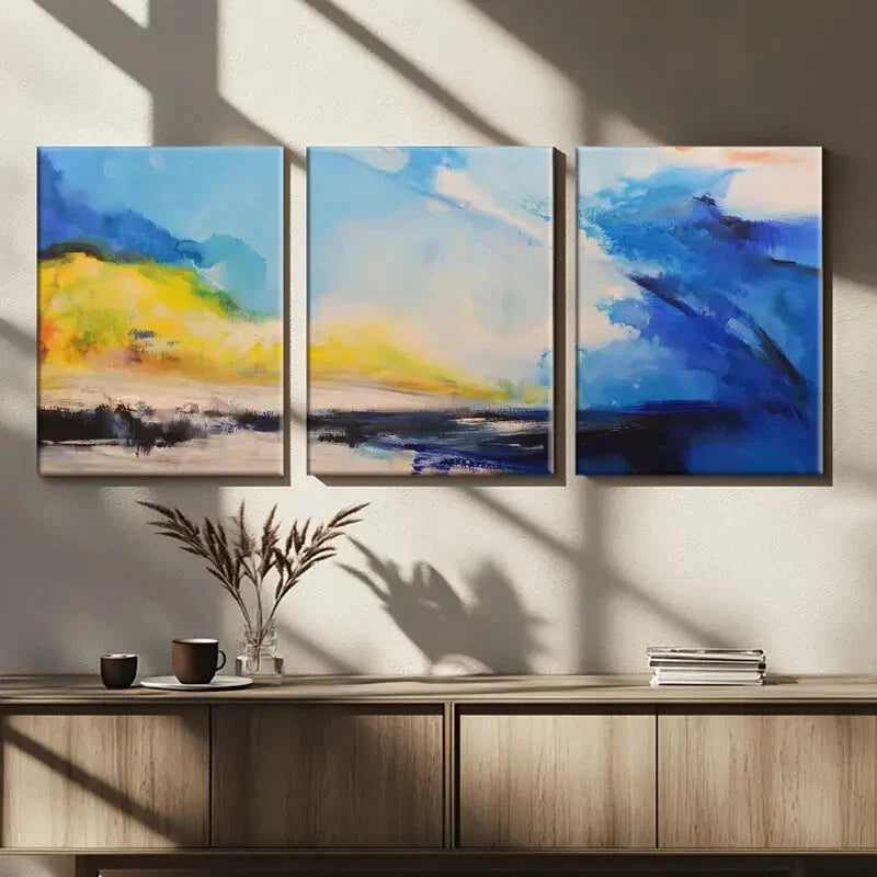 3pcs Colorful Abstract Landscape Modern Perfect Wall Art Set Canvas Framed 40x60cm - High Quality Print 100% Australian Made Wall Canvas Ready to Hang