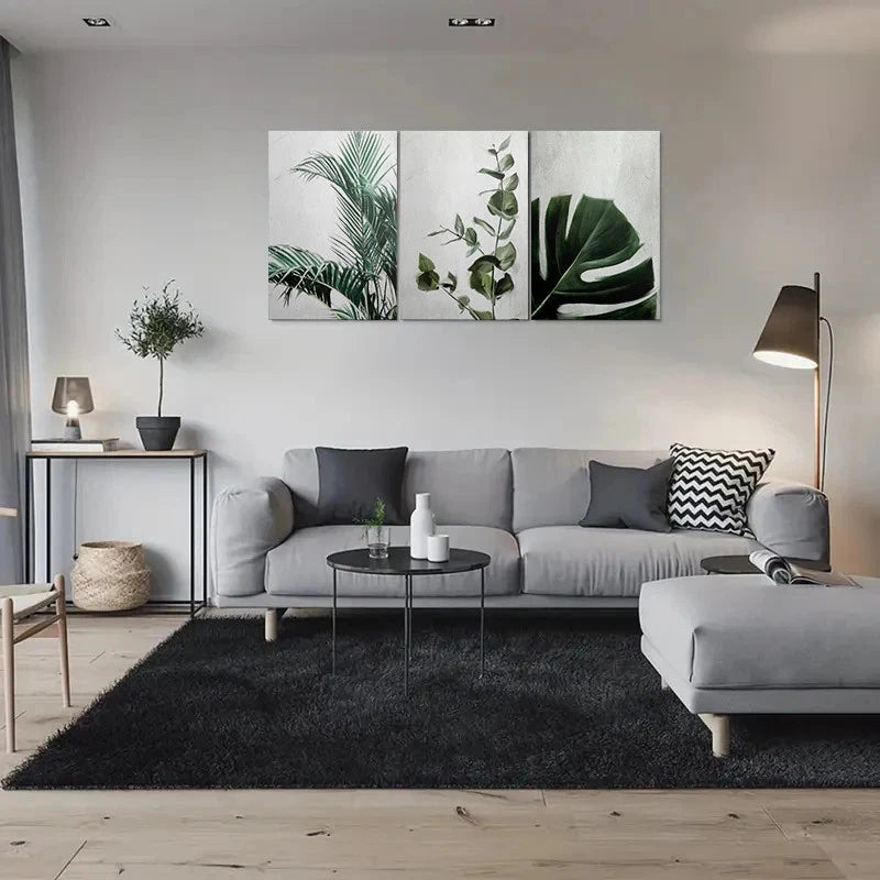 3pcs Modern Abstract Leaf Pattern Metal Print Ready to Hang Art