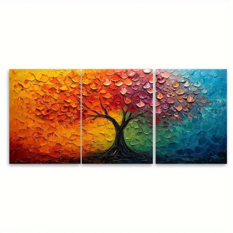 3pcs Colorful Tree Painting CTP Wall Art Set Canvas Framed 60x90cm - High Quality Print 100% Australian Made Wall Canvas Ready to Hang