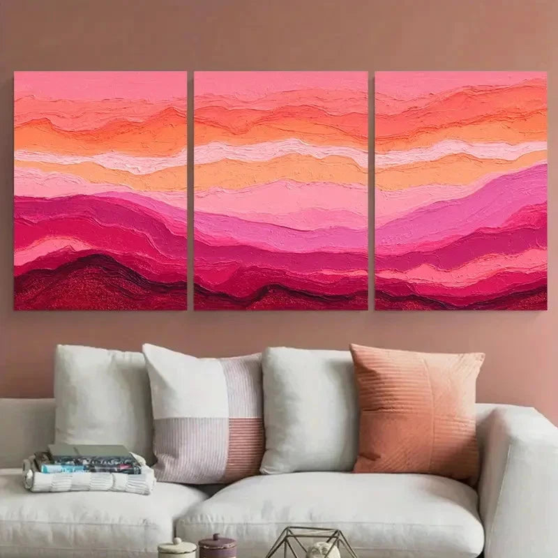 3pcs Pink Desert & Cowboy Theme Perfect Wall Art Set Canvas Framed 60x90cm - High Quality Print 100% Australian Made Wall Canvas Ready to Hang