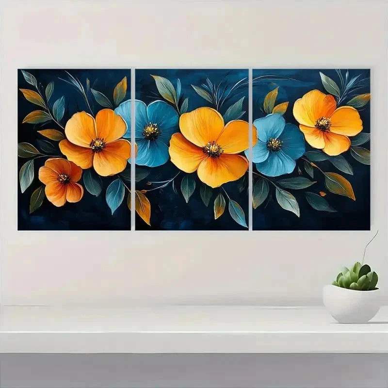 3pcs Tropical Yellow Flower Vibrant Perfect Wall Art Set Canvas Framed 40x60cm - High Quality Print 100% Australian Made Wall Canvas Ready to Hang