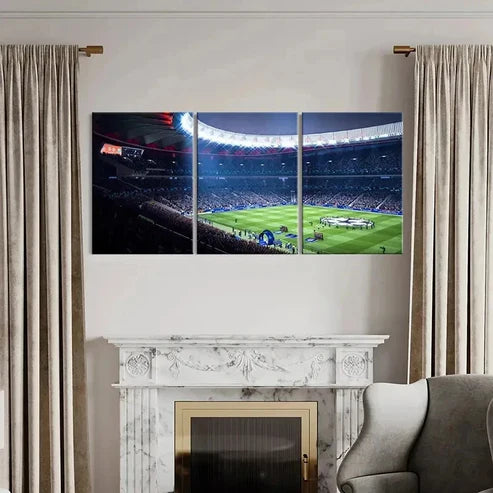 3pcs Football Stadium Champions League Wall Art Canvas Unframed - High Quality Print 100% Australian Made Wall Canvas