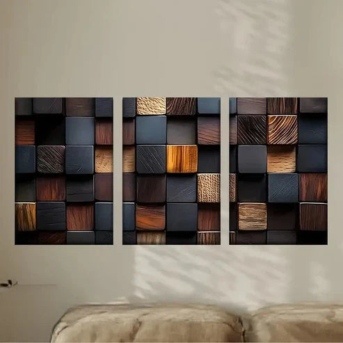 3pcs Wood wallpapers Wall Art Set Canvas Unframed - High Quality Print 100% Australian Made Wall Canvas
