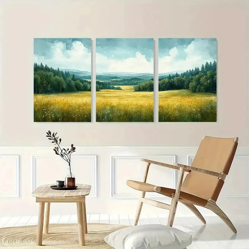 3pcs Rustic Countryside Landscape Perfect Wall Art Set Canvas Framed 40x60cm - High Quality Print 100% Australian Made Wall Canvas Ready to Hang