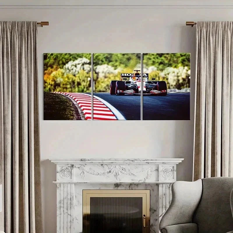 3pcs Formula One Racing Car Decoration Wall Art Set Canvas Framed 40x60cm - High Quality Print 100% Australian Made Wall Canvas Ready to Hang