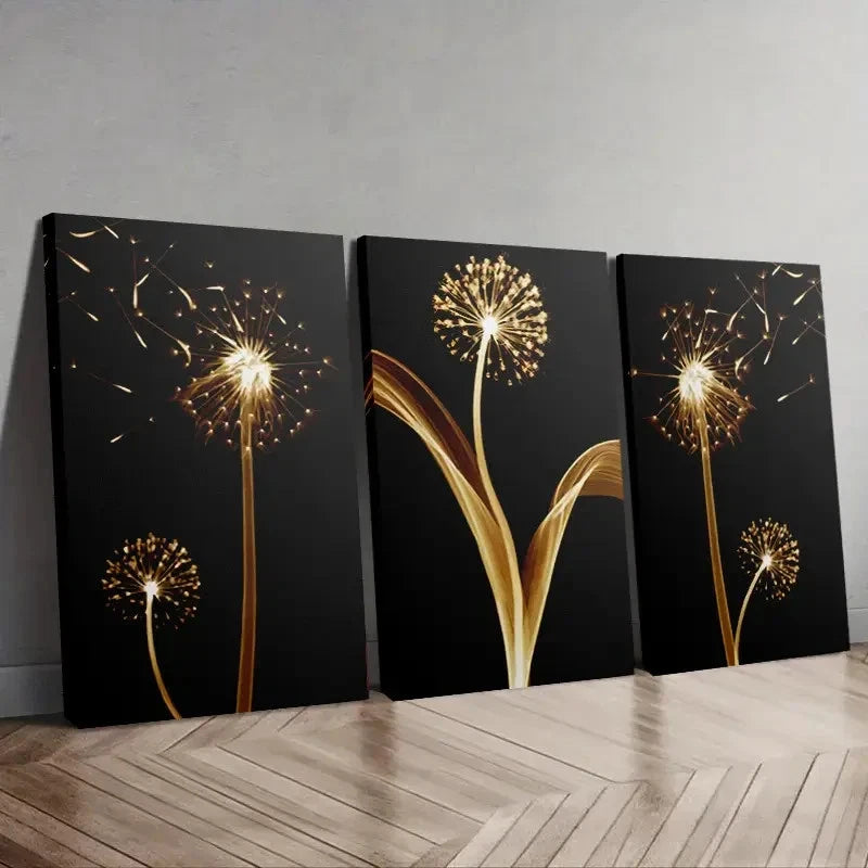 3pcs Modern Abstract Dandelion Wall Art Set Canvas Framed 40x60cm - High Quality Print 100% Australian Made Wall Canvas Ready to Hang