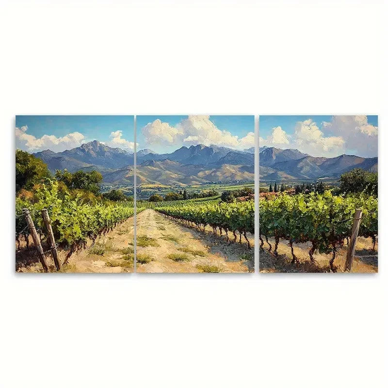 3pcs Napa Valley Painting California TY Wall Art Set Canvas Framed 40x60cm - High Quality Print 100% Australian Made Wall Canvas Ready to Hang