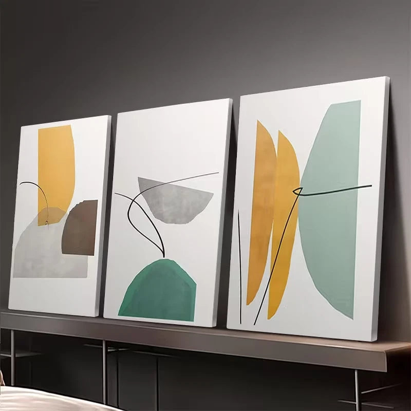 3pcs Abstract Blue And Yellow Pattern Wall Art Set Canvas Framed 40x60cm – High Quality Print, 100% Australian Made, Ready to Hang