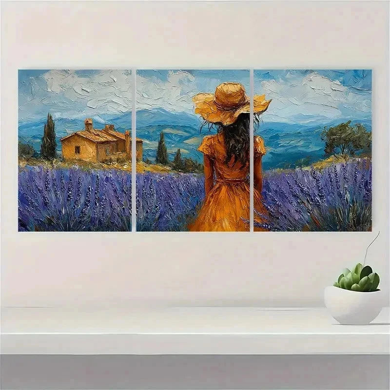 3pcs Tuscany Little Girl Artwork Small Perfect Wall Art Set Canvas Framed 40x60cm - High Quality Print 100% Australian Made Wall Canvas Ready to Hang