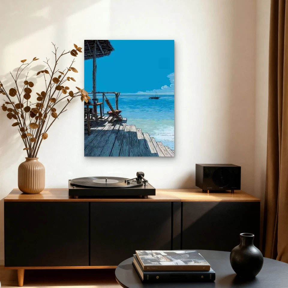 Manga-Style Zanzibar Seascape 40x60cm Metal Print Ready to Hang