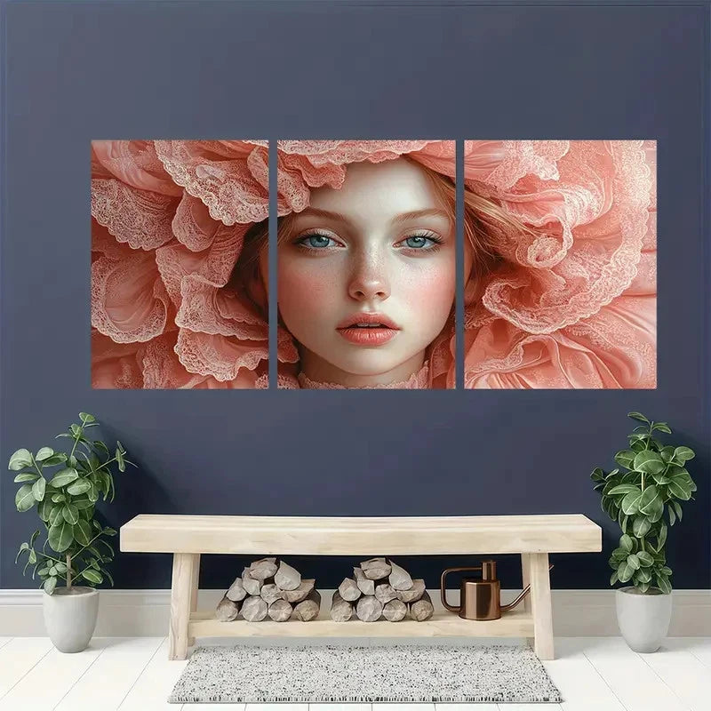 3pcs The Ruffle Fine Portrait Giclée Perfect Wall Art Set Canvas Framed 40x60cm - High Quality Print 100% Australian Made Wall Canvas Ready to Hang