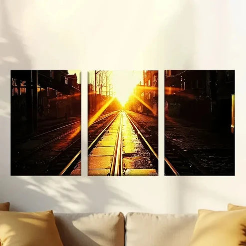 3pcs Charming city sunset Wall Art Set Canvas Unframed - High Quality Print 100% Australian Made Wall Canvas