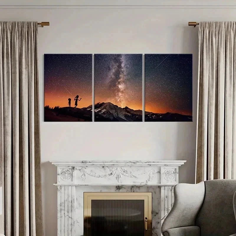 3pcs Classic Cartoon Art Starry Sky Wall Art Set Canvas Framed 40x60cm - High Quality Print 100% Australian Made Wall Canvas Ready to Hang