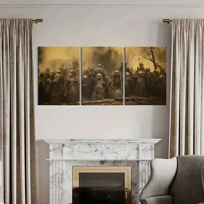 3pcs Haunting Ghostly Gathering Painting Wall Art Set Canvas Framed 40x60cm - High Quality Print 100% Australian Made Wall Canvas Ready to Hang