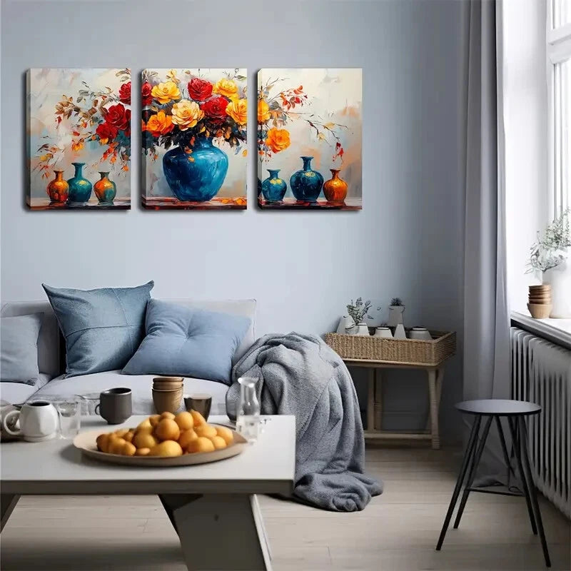 3pcs Several Different Colors Vase Perfect Wall Art Set Canvas Framed 40x60cm - High Quality Print 100% Australian Made Wall Canvas Ready to Hang