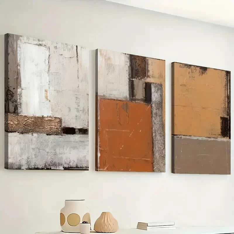 3pcs Featuring Orange Abstract Brown Perfect Wall Art Set Canvas Framed 40x60cm - High Quality Print 100% Australian Made Wall Canvas Ready to Hang