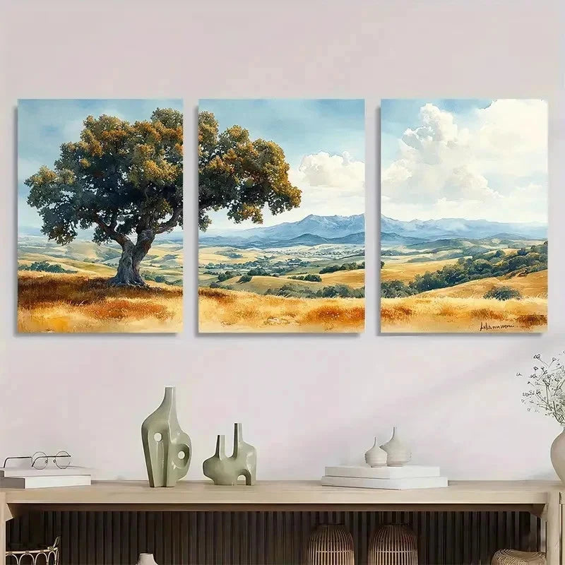 3pcs California Hills Valley Landscape Perfect Wall Art Set Canvas Framed 40x60cm - High Quality Print 100% Australian Made Wall Canvas Ready to Hang