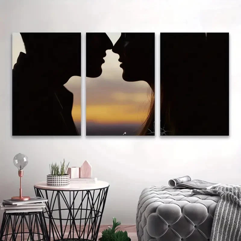 3pcs Featuring Man and Woman, Sunset Design Wall Art Set Canvas Framed 50x70cm - High Quality Print 100% Australian Made Wall Canvas Ready to Hang