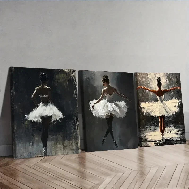 3pcs Modern Contemporary Ballerina Perfect Wall Art Set Canvas Framed 40x60cm - High Quality Print 100% Australian Made Wall Canvas Ready to Hang