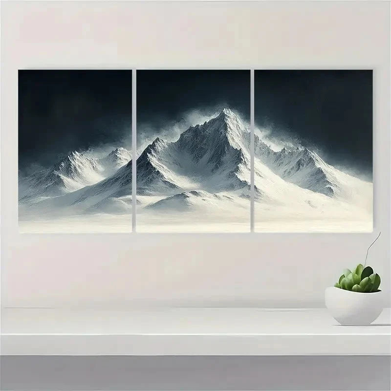 3pcs Alpine Echoes Minimalist Mountain uy Wall Wall Art Set Canvas Framed 40x60cm - High Quality Print 100% Australian Made Wall Canvas Ready to Hang