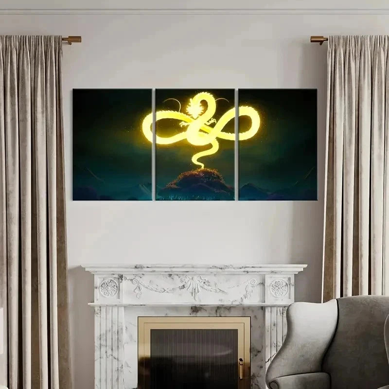 3pcs Classic Japanese Dragon Painting Wall Art Set Canvas Framed 40x60cm - High Quality Print 100% Australian Made Wall Canvas Ready to Hang