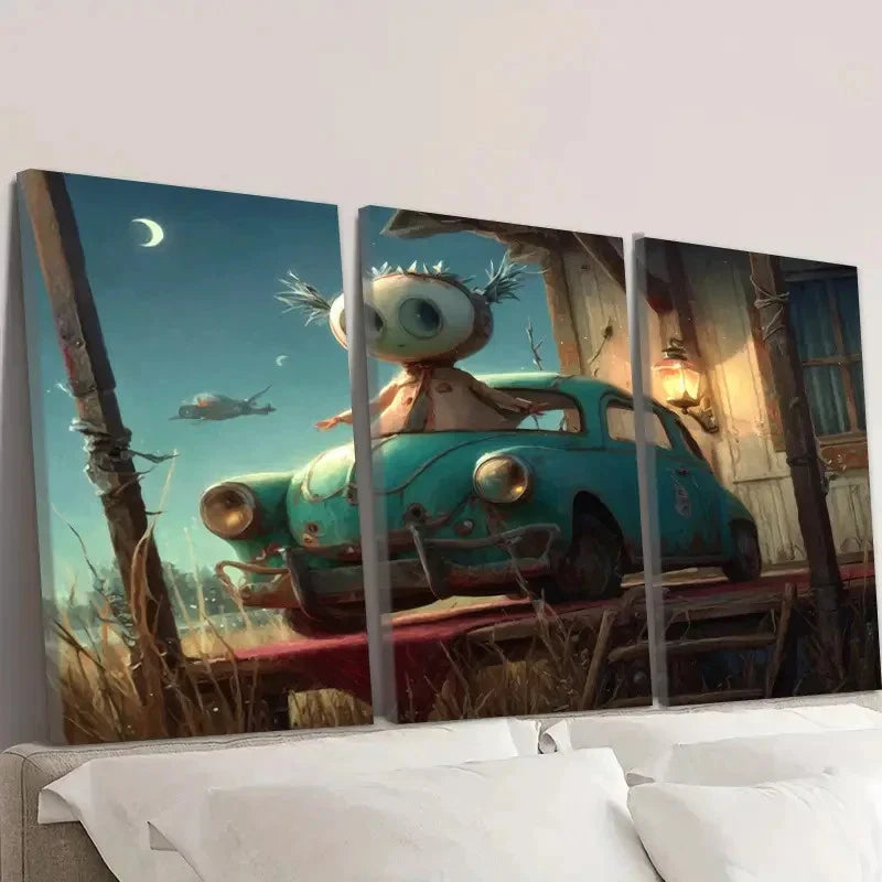 3pcs The Style of Pixar Wall Art Set Canvas Framed 40x60cm - High Quality Print 100% Australian Made Wall Canvas Ready to Hang