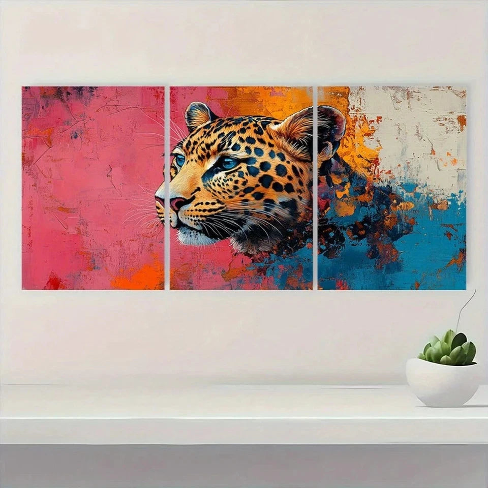 3pcs Matisse Leopard Vibrant Animal Wall Art Set Canvas Framed 60x90cm - High Quality Print 100% Australian Made Wall Canvas Ready to Hang