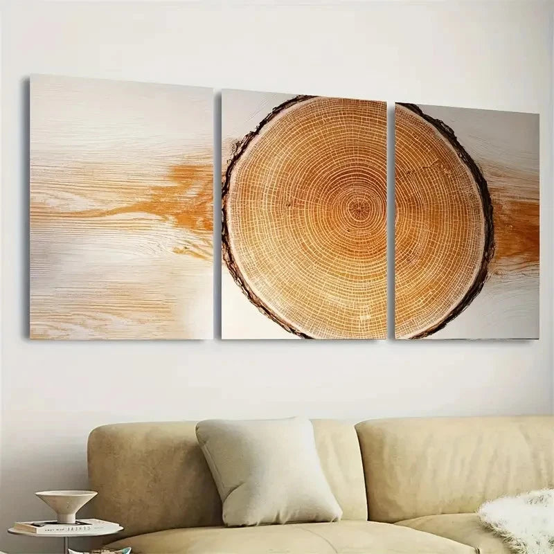 3pcs Modern Minimalist Boho Tree Ring Wall Art Set Canvas Framed 60x90cm - High Quality Print 100% Australian Made Wall Canvas Ready to Hang