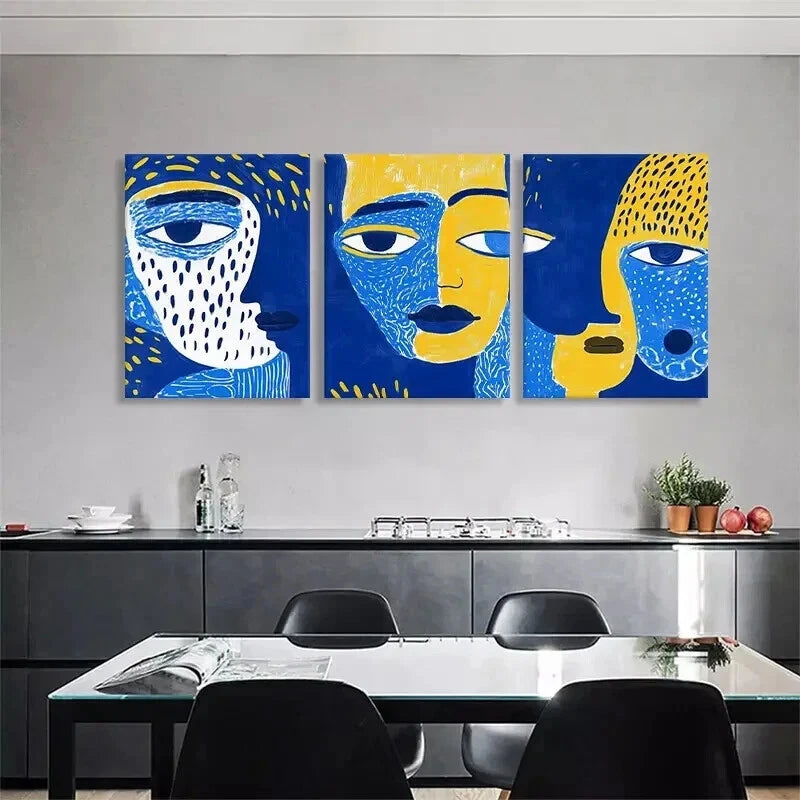 3pcs Abstract Modern Faces Portraits Perfect Wall Art Set Canvas Framed 40x60cm - High Quality Print 100% Australian Made Wall Canvas Ready to Hang