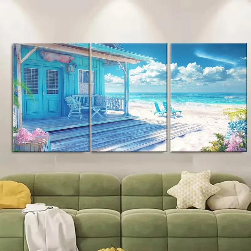 3pcs Beach House Decor Metal Print Ready to Hang Art