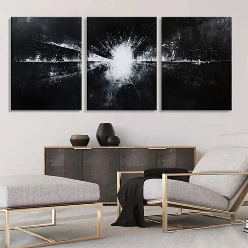 3pcs Abstract Black White Light Explore Perfect Wall Art Canvas Unframed – High Quality Print 100% Australian Made Wall Canvas