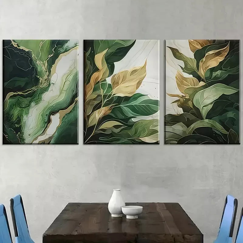 3pcs Modern Fashion Abstract Leaf Nature Wall Art Set Canvas Framed 40x60cm - High Quality Print 100% Australian Made Wall Canvas Ready to Hang