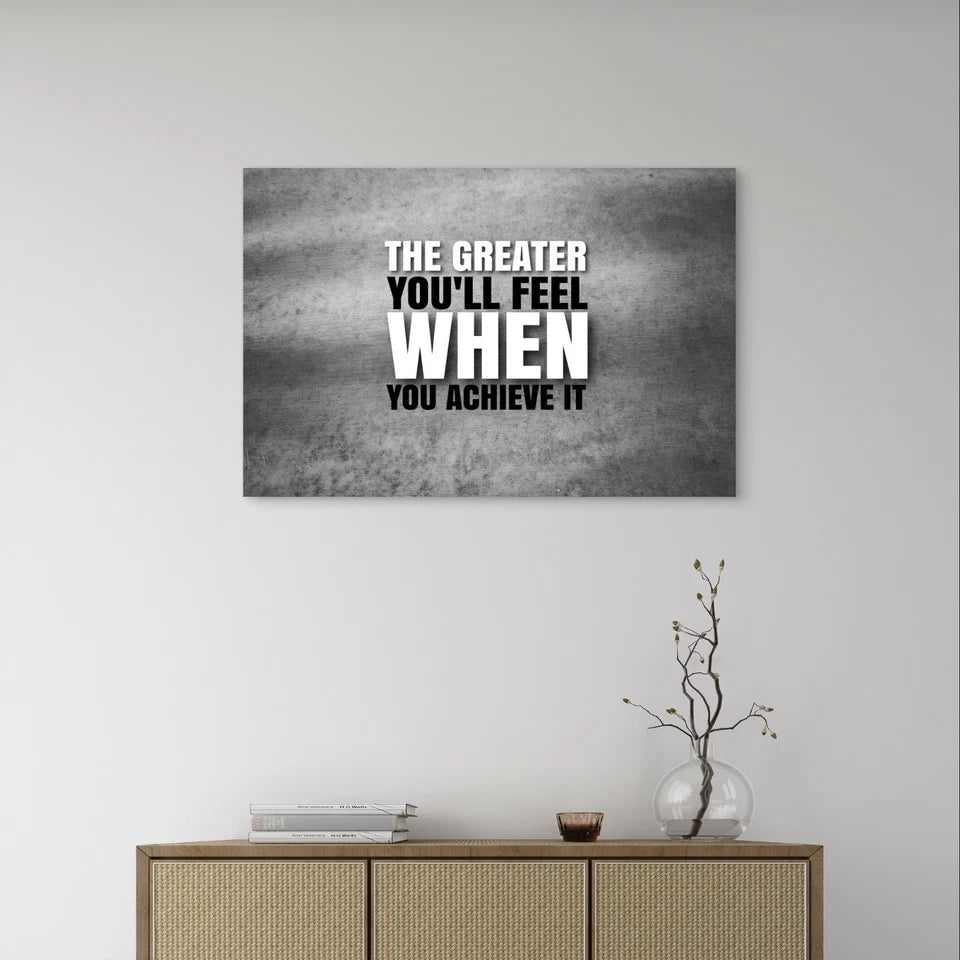 Monochromatic Workout Motivation Quote 5mm Plastic Poster Ready to Hang 90x60cm