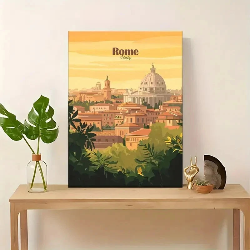 Vintage Italian Landscape Vatican City Travel Poster Print Wall Art