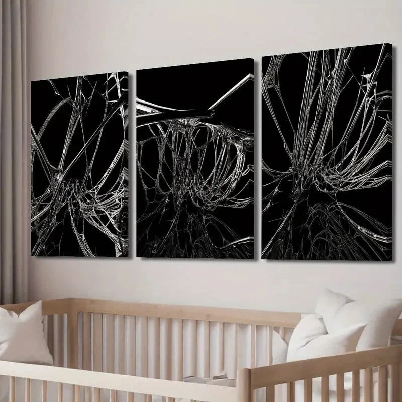 3pcs Quantum Entanglement Abstract Line Perfect Wall Art Set Canvas Framed 40x60cm - High Quality Print 100% Australian Made Wall Canvas Ready to Hang