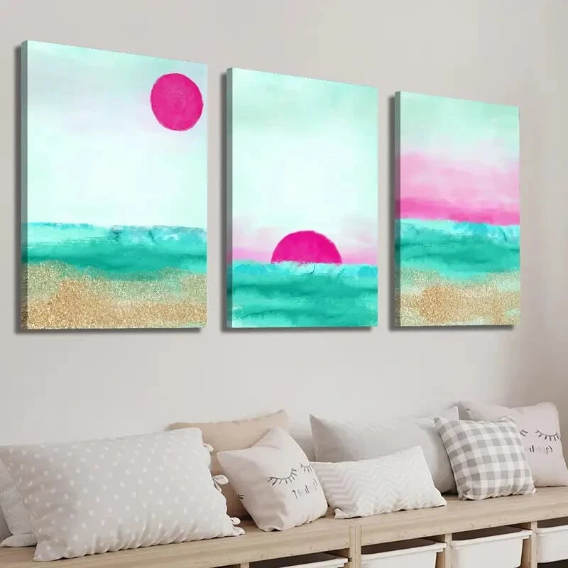 3pcs Modern Abstract Landscape Décor Perfect Wall Art Set Canvas Framed 40x60cm - High Quality Print 100% Australian Made Wall Canvas Ready to Hang