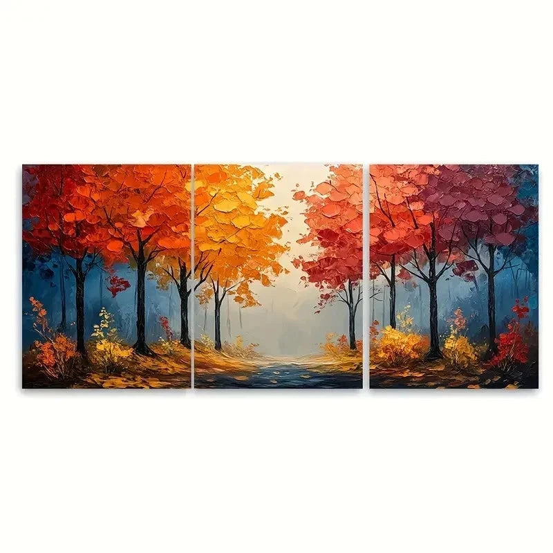 3pcs Abstract Forest Modern Colorful CF Wall Art Set Canvas Framed 50x70cm - High Quality Print 100% Australian Made Wall Canvas Ready to Hang