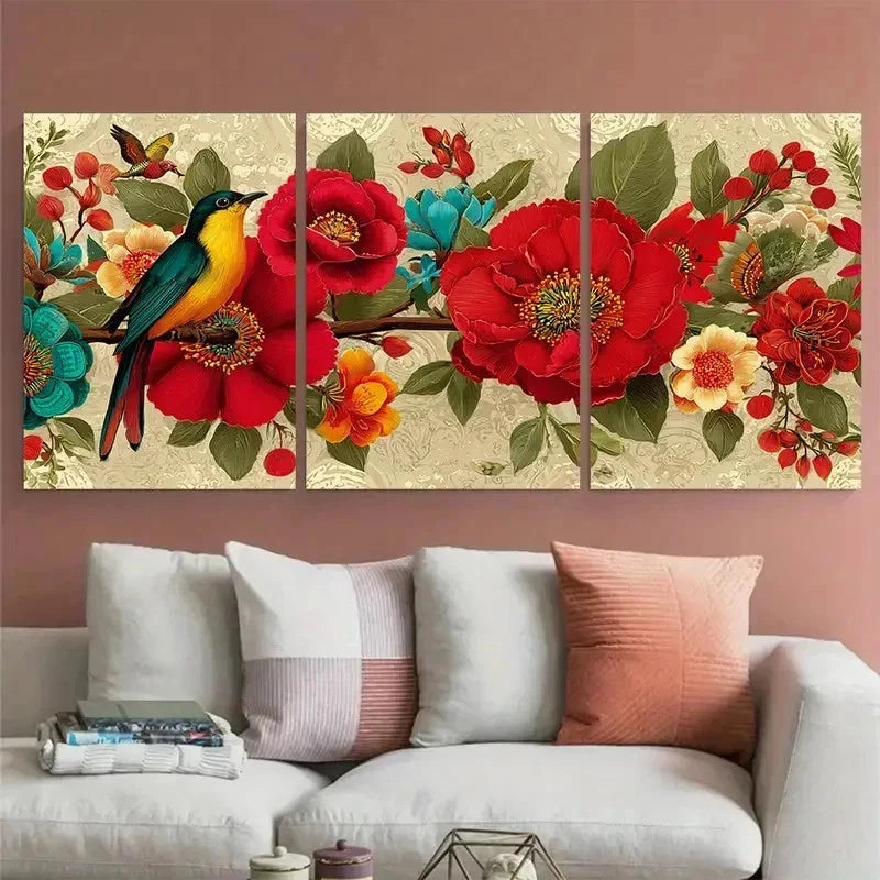 3pcs Vintage Venezuela Floral Latin Perfect Wall Art Set Canvas Framed 40x60cm - High Quality Print 100% Australian Made Wall Canvas Ready to Hang