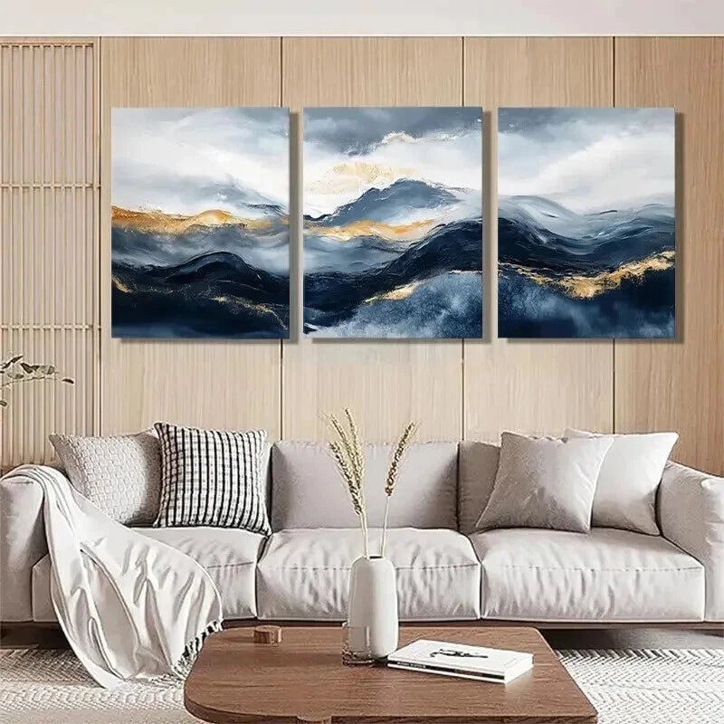 3pcs Abstract Mountain Landscape Texture Perfect Wall Art Set Canvas Framed 60x90cm - High Quality Print 100% Australian Made Wall Canvas Ready to Hang