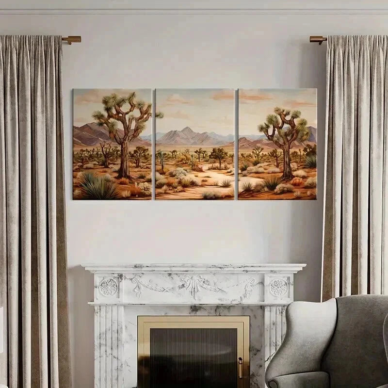 3pcs Golden Desert Sands & Mountain Wall Art Set Canvas Framed 40x60cm - High Quality Print 100% Australian Made Wall Canvas Ready to Hang