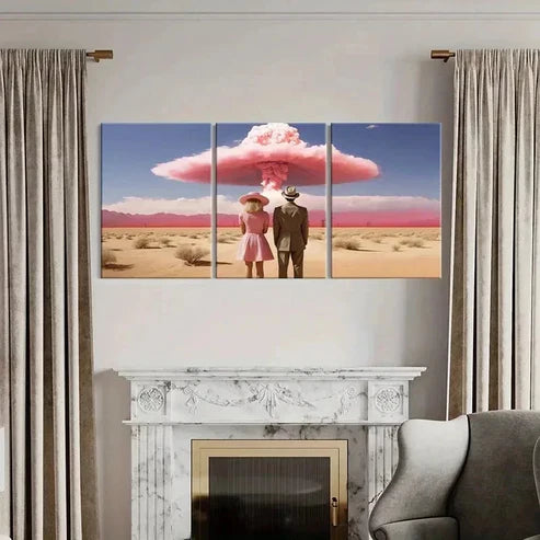 3pcs Atomic Bomb & Pink Cloud Explosion Canvas Unframed - High Quality Print 100% Australian Made Wall Canvas