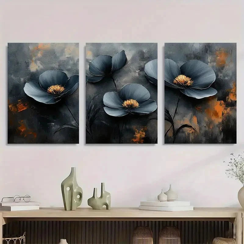 3pcs Black and White Textured Minimalist Perfect Wall Art Set Canvas Framed 40x60cm - High Quality Print 100% Australian Made Wall Canvas Ready to Hang