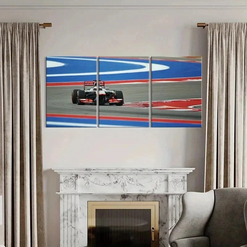 3pcs Formula 1 Racing Car Decoration Wall Art Set Canvas Framed 40x60cm - High Quality Print 100% Australian Made Wall Canvas Ready to Hang
