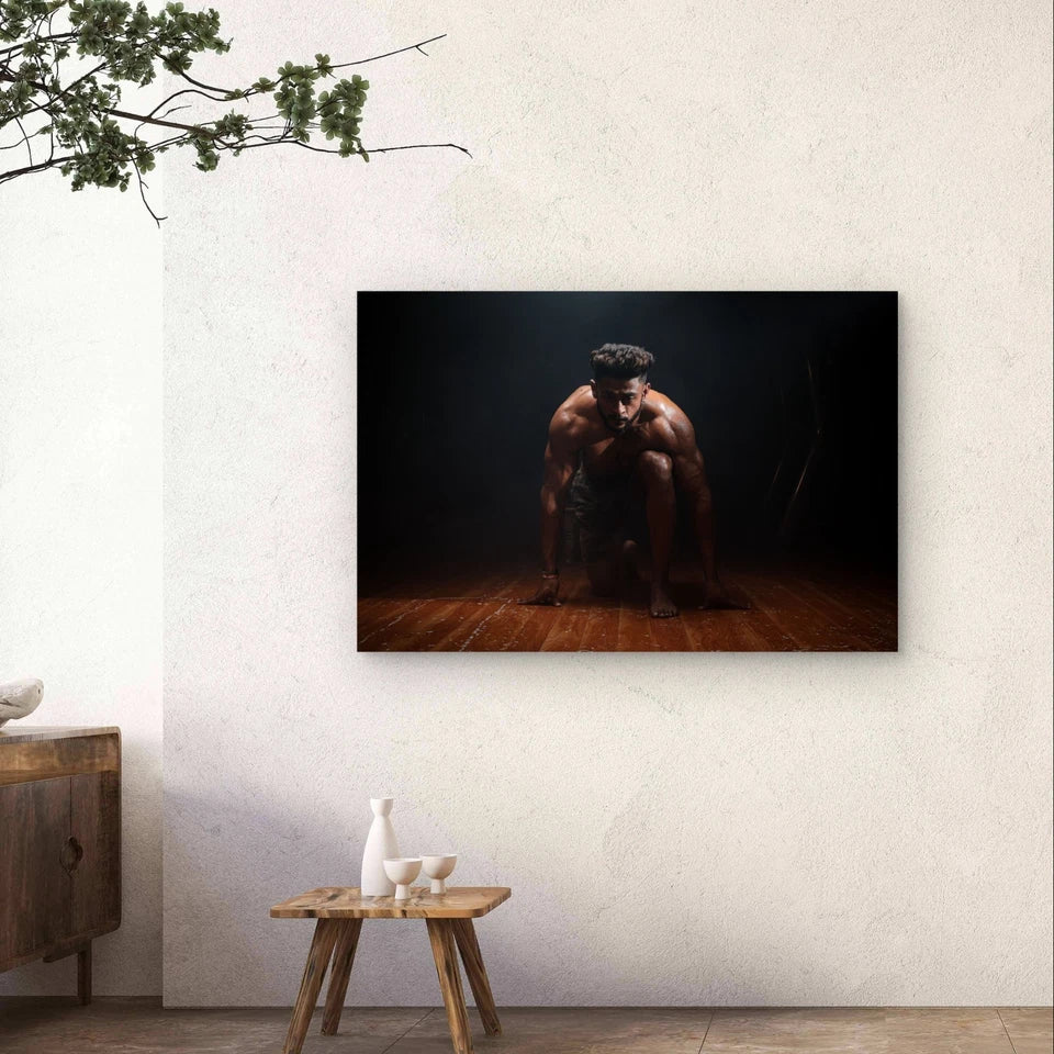 Athletic Starting Stance Sprinter 5mm Plastic 5mm Plastic Poster Ready to Hang 90x60cm