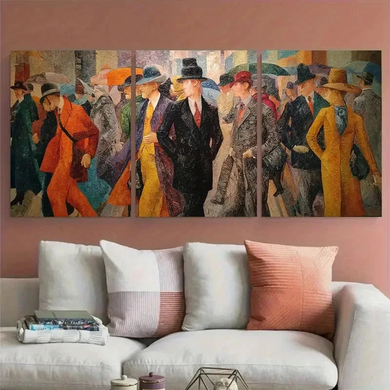 3pcs Berlin Street Scene Abstract PerfectWall Art Set Canvas Framed 60x90cm - High Quality Print 100% Australian Made Wall Canvas Ready to Hang