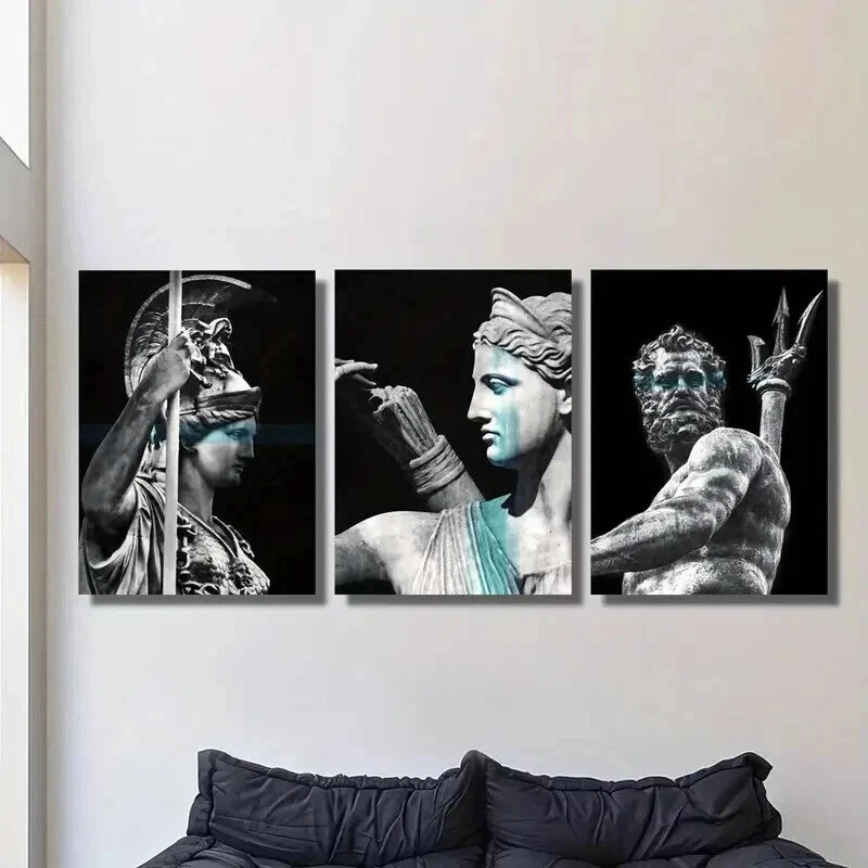 3pcs Nordic Mythology Characters Portrait Wall Art Set Canvas Framed 40x60cm - High Quality Print 100% Australian Made Wall Canvas Ready to Hang