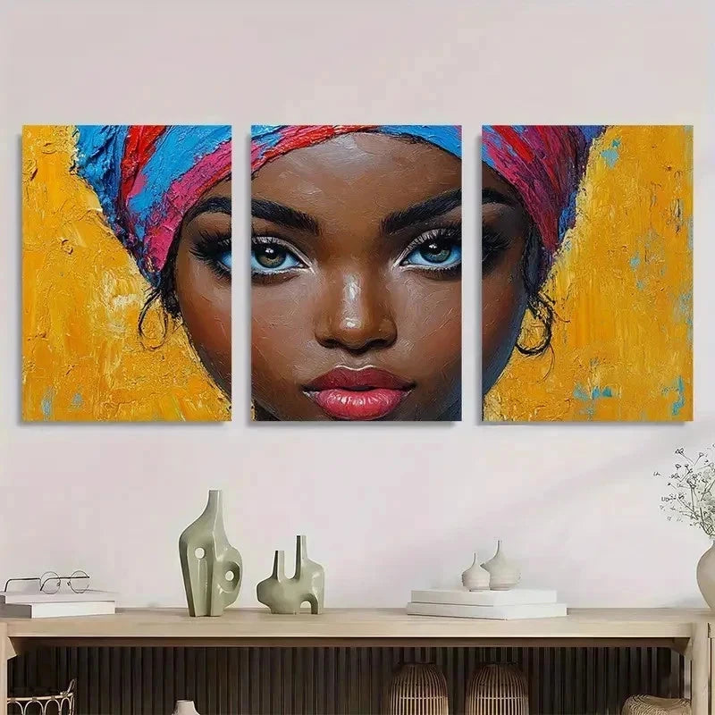3pcs Woman Queen Portrait Impasto Perfect Wall Art Set Canvas Framed 40x60cm - High Quality Print 100% Australian Made Wall Canvas Ready to Hang