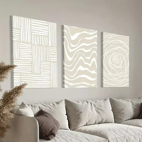 3pcs White Abstract Wall Art Set Canvas Unframed - High Quality Print 100% Australian Made Wall Canvas