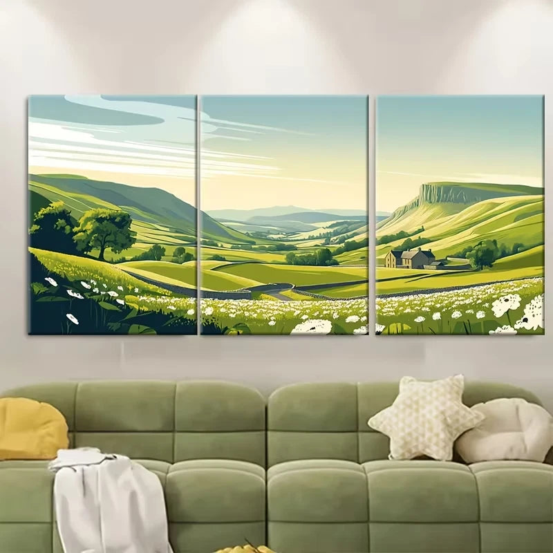 3pcs Yorkshird Dalds England Metal Print Ready to Hang Art